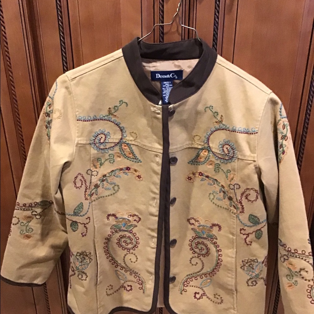 Y2k embellished Fall Denim & Co. Women jacket Button Cotton small